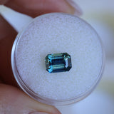2.15CT MADAGASCAR EMERALD CUT SAPPHIRE, STEELY TEAL, 8.1X5.9X4.5MM