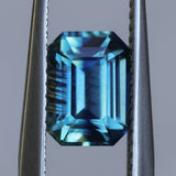 2.15CT MADAGASCAR EMERALD CUT SAPPHIRE, STEELY TEAL, 8.1X5.9X4.5MM