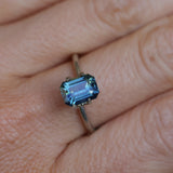 2.15CT MADAGASCAR EMERALD CUT SAPPHIRE, STEELY TEAL, 8.1X5.9X4.5MM