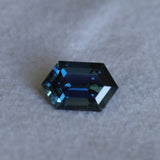 2.31CT MADAGASCAR ELONGATED HEXAGON SAPPHIRE, DEEP ROYAL BLUE TEAL, 10.1X6X4.6MM