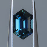 2.31CT MADAGASCAR ELONGATED HEXAGON SAPPHIRE, DEEP ROYAL BLUE TEAL, 10.1X6X4.6MM