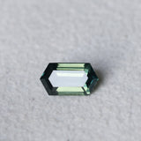 1.59CT NIGERIAN ELONGATED STEP CUT HEXAGON SAPPHIRE, PARTI GREEN, UNTREATED, 8.67X4.79X3.92MM