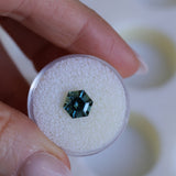 2.41CT MADAGASCAR HEXAGON SAPPHIRE, STEELY BLUE GREY, 7.7X5.2MM