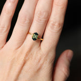 1.59CT NIGERIAN ELONGATED STEP CUT HEXAGON SAPPHIRE, PARTI GREEN, UNTREATED, 8.67X4.79X3.92MM