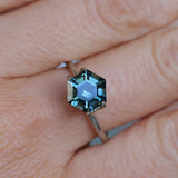 2.41CT MADAGASCAR HEXAGON SAPPHIRE, STEELY BLUE GREY, 7.7X5.2MM