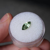 1.28CT AUSTRALIAN MARQUISE SAPPHIRE, PARTI LIGHT AND DARK GREEN, UNTREATED, 9.9X4.88X3.22MM