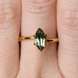 1.28CT AUSTRALIAN MARQUISE SAPPHIRE, PARTI LIGHT AND DARK GREEN, UNTREATED, 9.9X4.88X3.22MM