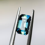 1.71CT MADAGASCAR RADIANT CUT SAPPHIRE, DEEP TEAL PARTI, UNTREATED, 8.3X5.3X3.9MM