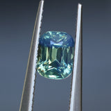 1.28CT ELONGATED CUSHION MADAGASCAR SAPPHIRE, PARTI TEAL AND YELLOW, UNTREATED, 6.4X5.04X4.1MM