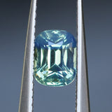 1.28CT ELONGATED CUSHION MADAGASCAR SAPPHIRE, PARTI TEAL AND YELLOW, UNTREATED, 6.4X5.04X4.1MM