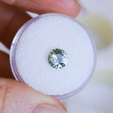 1.23CT ROUND MONTANA SAPPHIRE, PLATINUM SILVERY BLUE GREY, 6.8MM