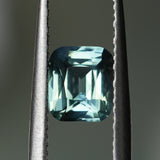 1.24CT MADAGASCAR ELONGATED CUSHION CUT SAPPHIRE, MEDIUM PARTI TEAL, UNTREATED, 6.27X5.51X3.44MM