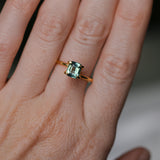 1.24CT MADAGASCAR ELONGATED CUSHION CUT SAPPHIRE, MEDIUM PARTI TEAL, UNTREATED, 6.27X5.51X3.44MM