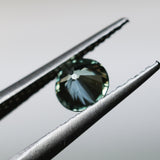 0.97CT ROUND MONTANA SAPPHIRE, TEAL BLUE GREENISH GREY, 5.92X3.57MM