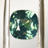 3.0CT CUSHION MADAGASCAR SAPPHIRE, MEDIUM TEAL GREEN, UNHEATED, 7.44X7.2X5.46MM
