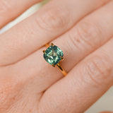 3.0CT CUSHION MADAGASCAR SAPPHIRE, MEDIUM TEAL GREEN, UNHEATED, 7.44X7.2X5.46MM