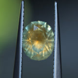 1.75CT PRECISION CUT OVAL MONTANA SAPPHIRE, EARTHY COPPER YELLOW TEAL, 7.8X6.3X4.7MM