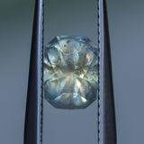1.51CT RADIANT CUT MONTANA SAPPHIRE, ETHERIAL PARTI BLUE GOLD, 7.4X5.5X4.5MM