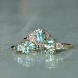 2.70ct Untreated Radiant Cut Montana Sapphire and Diamond Floral Halo in 14k Yellow Gold