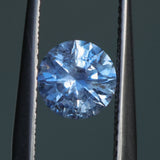 1.18CT ROUND PRECISION CUT MONTANA SAPPHIRE, LIGHT PERIWINKLE PURPLE BLUE, 6.3X4.1MM