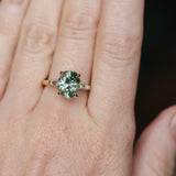 3.50ct Oval Untreated Montana Sapphire and Tapered Baguette Diamond Stackable 4 Prong Ring With Euro Shank in 18k Yellow Gold