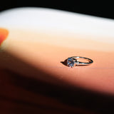 1.91ct Round Precision Cut Blue Montana Sapphire and Princess Cut Diamond Rapids Low Profile Ring in 14k White Gold