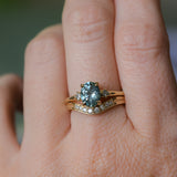 2.01ct Oval Precision Cut Denim Blue Untreated Montana Sapphire and Princess Cut Diamond Rapids Low Profile Ring in 18k Yellow Gold