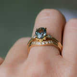 2.01ct Oval Precision Cut Denim Blue Untreated Montana Sapphire and Princess Cut Diamond Rapids Low Profile Ring in 18k Yellow Gold