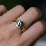 2.01ct Oval Precision Cut Denim Blue Untreated Montana Sapphire and Princess Cut Diamond Rapids Low Profile Ring in 18k Yellow Gold