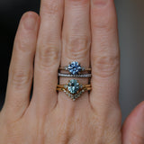 2.01ct Oval Precision Cut Denim Blue Untreated Montana Sapphire and Princess Cut Diamond Rapids Low Profile Ring in 18k Yellow Gold