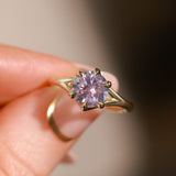 2.40ct Untreated Mauve Precision Cut Montana Sapphire Low Profile Six Prong Split Shank Solitaire in 18k Yellow Gold