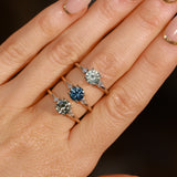 1.20ct Untreated Round Aqua Montana Sapphire and Princess Cut Diamond Rapids Low Profile Ring in 14k White Gold