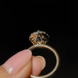 2.35ct Oval Glowy Teal Blue Untreated Nigerian Sapphire Antique-Style Diamond Halo Ring in 14k Yellow Gold