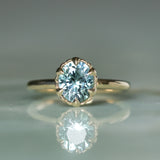 1.94ct Oval Precision Cut Untreated Blue Montana Sapphire Scallop Cup Solitaire in 14k Yellow Gold