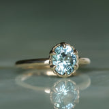 1.94ct Oval Precision Cut Untreated Blue Montana Sapphire Scallop Cup Solitaire in 14k Yellow Gold