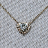 1.02ct White Trillion Madagascar Sapphire Vine Frame Necklace in 14k Yellow Gold