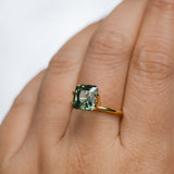 3.35CT UNTREATED CUSHION MADAGASCAR SAPPHIRE, OLIVE GREEN, 8.5X7.8X5.2MM