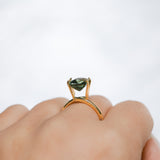 3.35CT UNTREATED CUSHION MADAGASCAR SAPPHIRE, OLIVE GREEN, 8.5X7.8X5.2MM