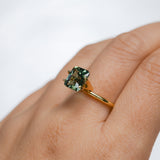 3.35CT UNTREATED CUSHION MADAGASCAR SAPPHIRE, OLIVE GREEN, 8.5X7.8X5.2MM