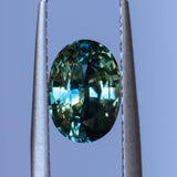 2.03CT OVAL MADAGASCAR SAPPHIRE, PARTI BLUE GREEN YELLOW, UNTREATED, 8.6X6.1X4.5MM