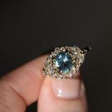 1.22ct Madagascar Geo Oval Sapphire and Diamond Floral Halo in 18k Yellow Gold