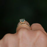 2.60ct Elongated Cushion Cut Untreated Madagascar Sapphire and Diamond Vintage Cathedral Double Prong Ring in 14k Yellow Gold