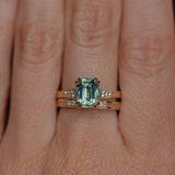 2.60ct Elongated Cushion Cut Untreated Madagascar Sapphire and Diamond Vintage Cathedral Double Prong Ring in 14k Yellow Gold