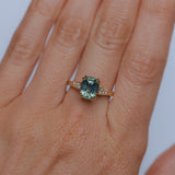 2.60ct Elongated Cushion Cut Untreated Madagascar Sapphire and Diamond Vintage Cathedral Double Prong Ring in 14k Yellow Gold