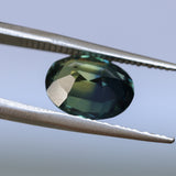 4.53CT OVAL MADAGASCAR SAPPHIRE, PARTI BLUE GREEN YELLOW, UNTREATED, 11.3X8.7X5.7MM