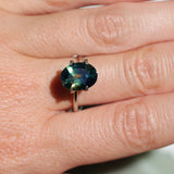4.53CT OVAL MADAGASCAR SAPPHIRE, PARTI BLUE GREEN YELLOW, UNTREATED, 11.3X8.7X5.7MM