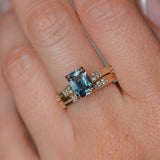 1.88ct Radiant Cut Parti Madagascar Sapphire and Diamond Vintage Cathedral Double Prong Ring in 14k Yellow Gold