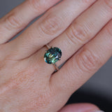 4.53CT OVAL MADAGASCAR SAPPHIRE, PARTI BLUE GREEN YELLOW, UNTREATED, 11.3X8.7X5.7MM