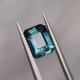 2.52CT EMERALD CUT MADAGASCAR SAPPHIRE, DEEP TEAL, 8.5X6.9X4.4MM