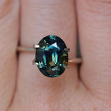 4.53CT OVAL MADAGASCAR SAPPHIRE, PARTI BLUE GREEN YELLOW, UNTREATED, 11.3X8.7X5.7MM